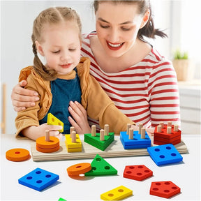 Montessori Wooden Shape Stacking Toy | Children's Puzzle