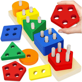 Montessori Wooden Shape Stacking Toy | Children's Puzzle