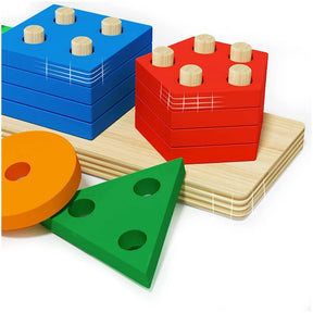 Montessori Wooden Shape Stacking Toy | Children's Puzzle