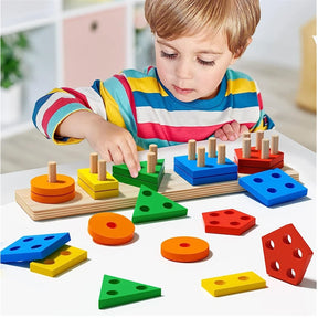 Montessori Wooden Shape Stacking Toy | Children's Puzzle