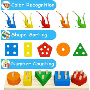 Montessori Wooden Shape Stacking Toy | Children's Puzzle