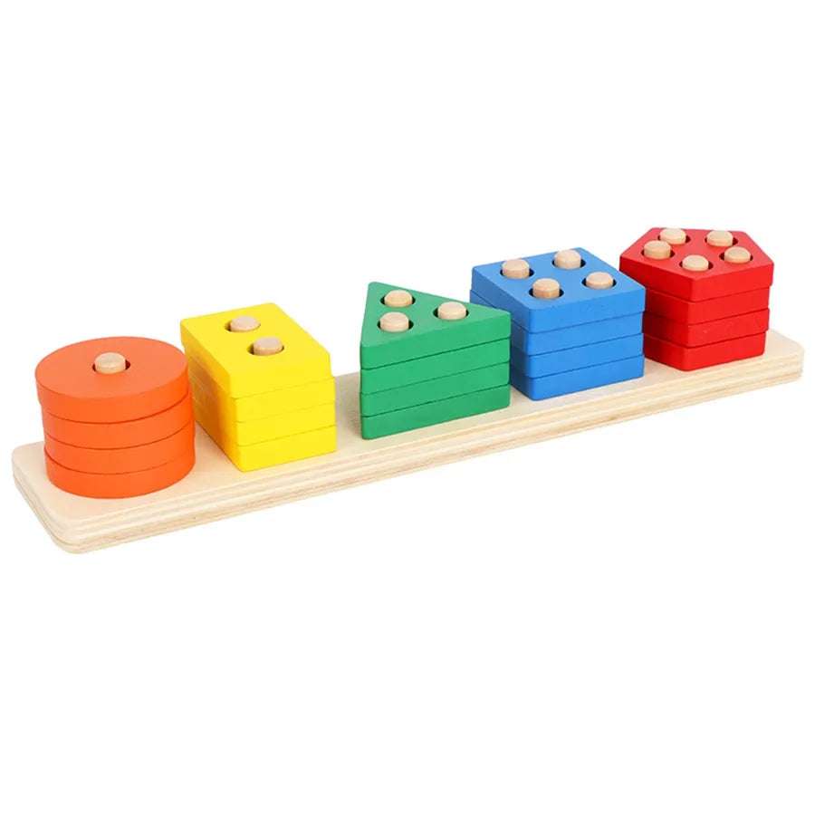 Montessori Wooden Shape Stacking Toy | Children's Puzzle