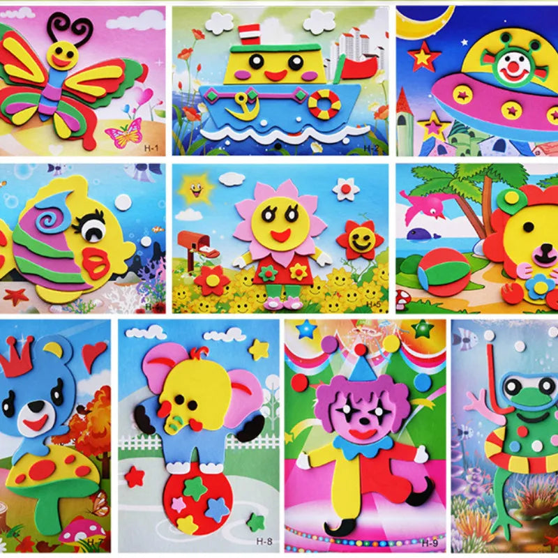 Creative Fun Foam Stickers Puzzle Pack for Kids - Set of 10 | Children's Sensory Toy